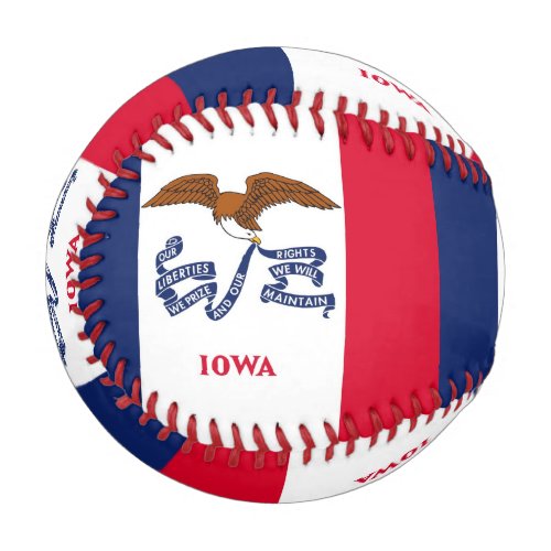 Patriotic baseball with flag of Iowa USA