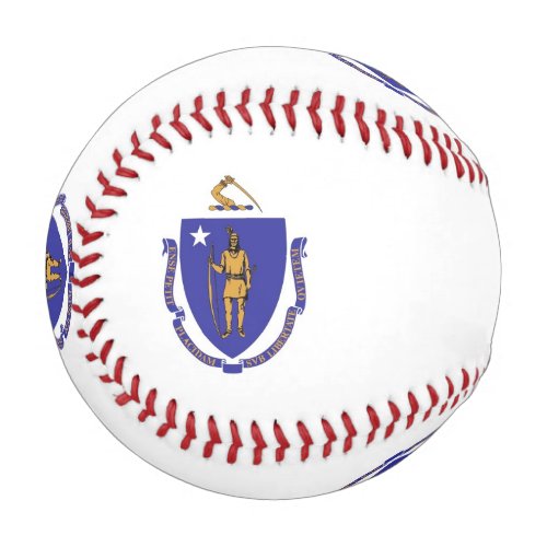 Patriotic baseball with flag of Massachusetts USA