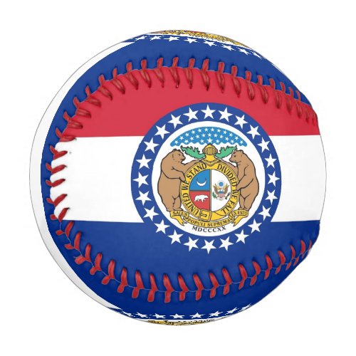 Patriotic baseball with flag of Missouri USA
