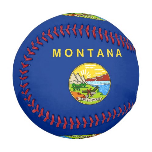 Patriotic baseball with flag of Montana USA