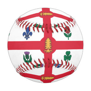 Patriotic baseball with flag of Montreal, Canada