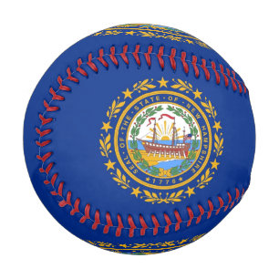 Patriotic baseball with flag of New Hampshire