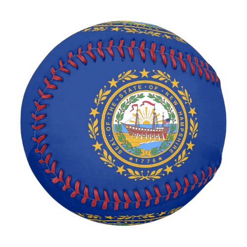 Patriotic baseball with flag of New Hampshire