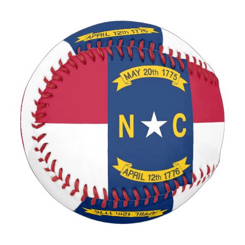 Patriotic baseball with flag of North Carolina