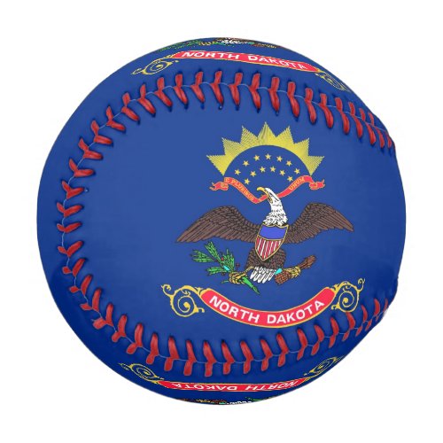 Patriotic baseball with flag of North Dakota