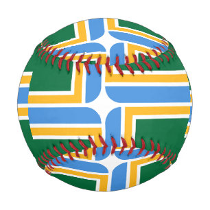 Patriotic baseball with flag of Portland, USA