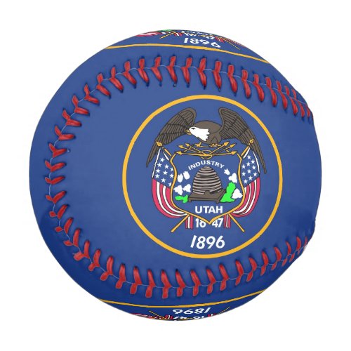 Patriotic baseball with flag of Utah