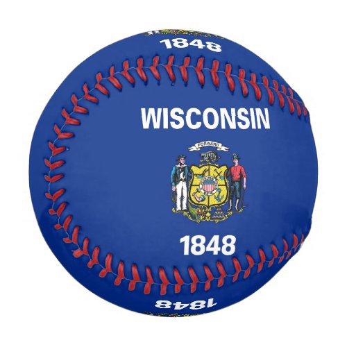 Patriotic baseball with flag of Wisconsin State