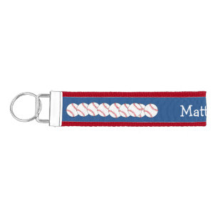 Patriotic Baseball Wrist Keychains