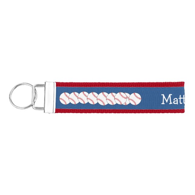 Patriotic Baseball Wrist Keychains (Keys on Left)