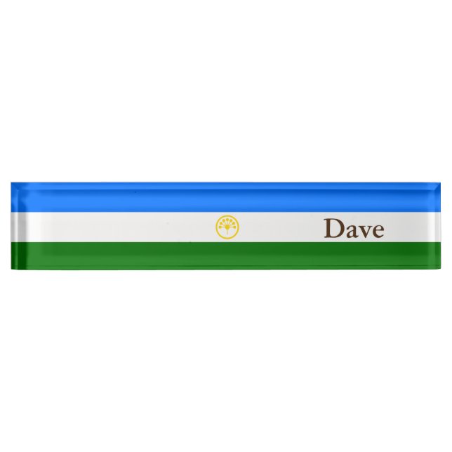 Patriotic Bashkortostan Flag Desk Name Plate (Front)