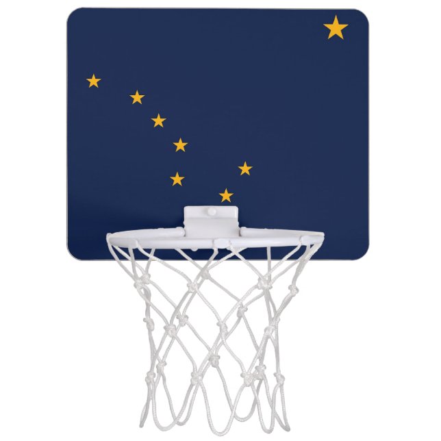 Patriotic basketball hoop with Flag of Alaska (Front)