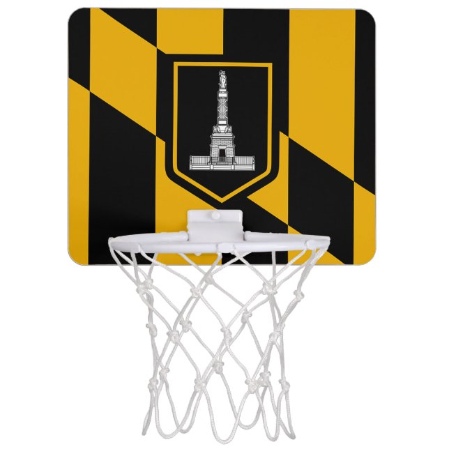 Patriotic basketball hoop with Flag of Baltimore (Front)