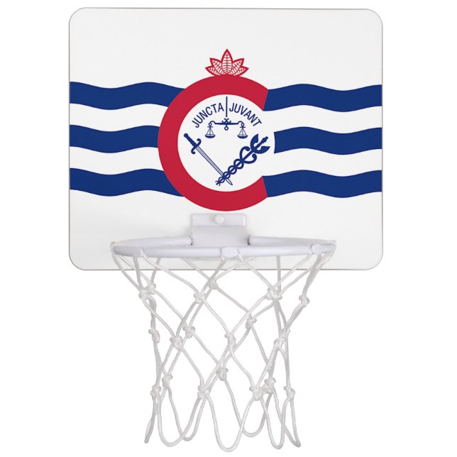 Patriotic basketball hoop with Flag of Cincinnati (Front)