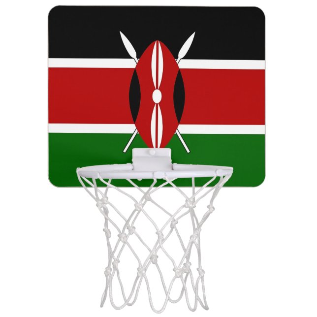 Patriotic basketball hoop with Flag of Kenya (Front)