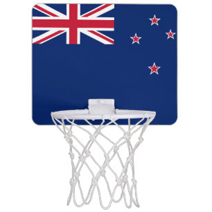 Patriotic basketball hoop with Flag of New Zealand