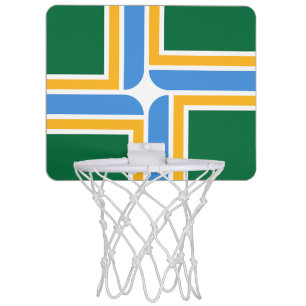 Patriotic basketball hoop with Flag of Portland