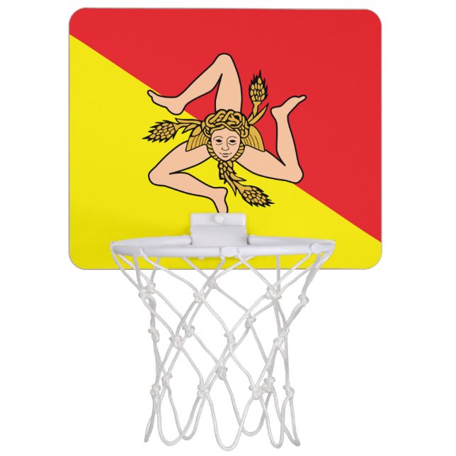 Patriotic basketball hoop with Flag of Sicily (Front)