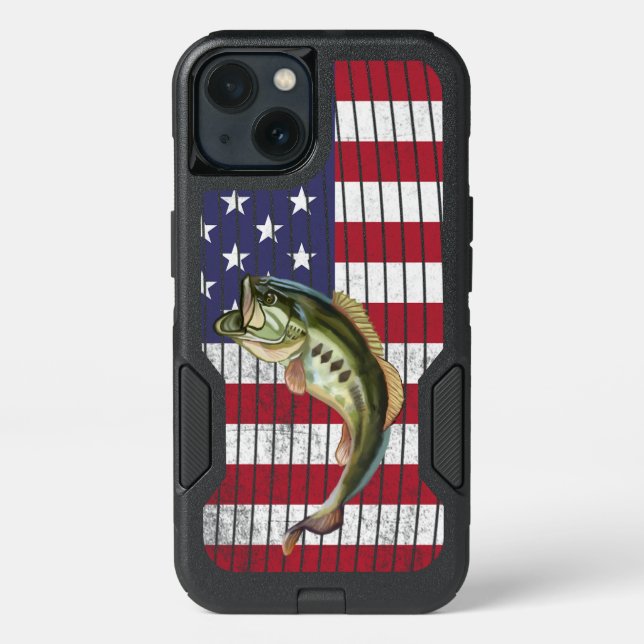 Patriotic Bass Fishing Fishermans OtterBox iPhone  (Back)