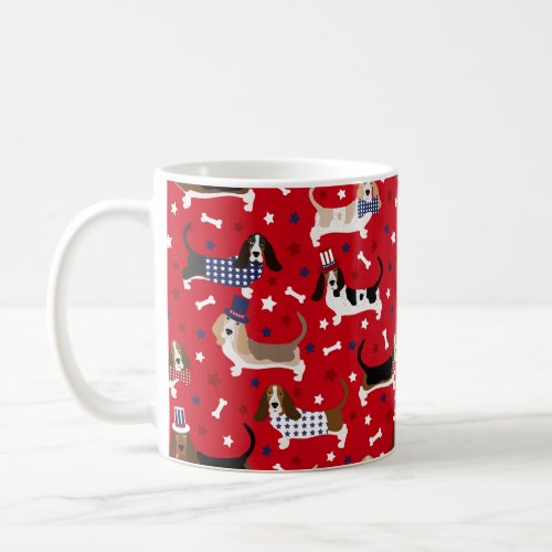 Patriotic Basset Hound Coffee Mug