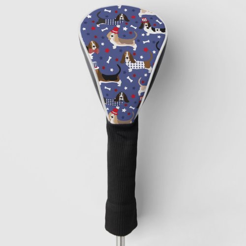 Patriotic Basset Hound Golf Head Cover