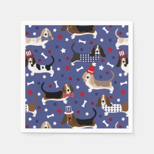 Patriotic Basset Hound Napkins