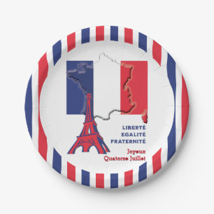 Patriotic BASTILLE DAY French Flag Paper Plates