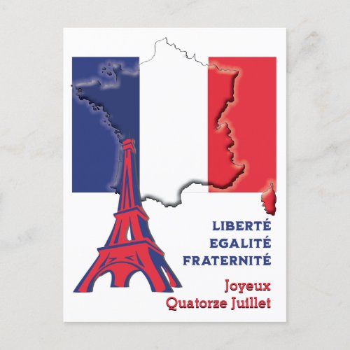 Patriotic BASTILLE DAY French Flag Postcard