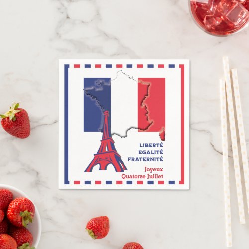Patriotic BASTILLE DAY French Flag Postcard Napkins