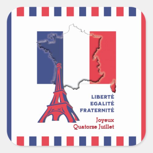 Patriotic BASTILLE DAY French Flag Square Sticker