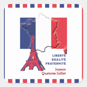 Patriotic BASTILLE DAY French Flag Square Sticker