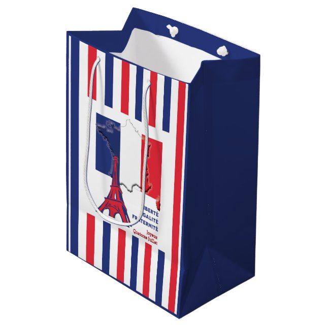 Patriotic BASTILLE DAY Medium Gift Bag (Front Angled)