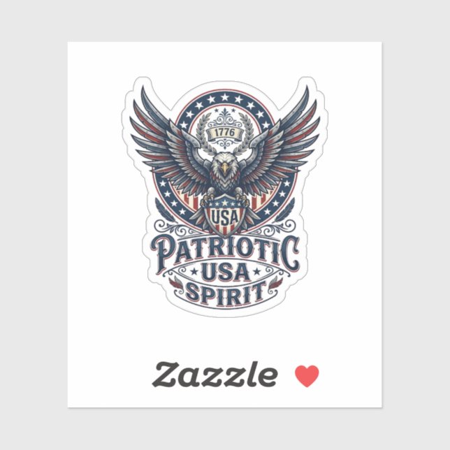 Patriotic Battle Hawk Patriotic Eagle & Hawk Ameri Sticker (Sheet)
