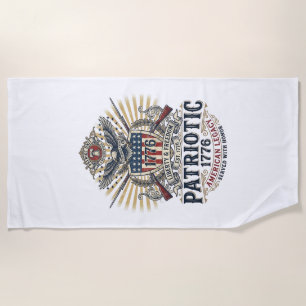 Patriotic Battle Shield 1776 Military Inspired Sym Beach Towel