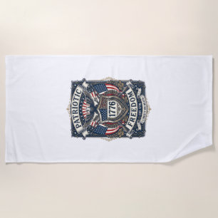 Patriotic Battle Shield 1776 Military Inspired Sym Beach Towel
