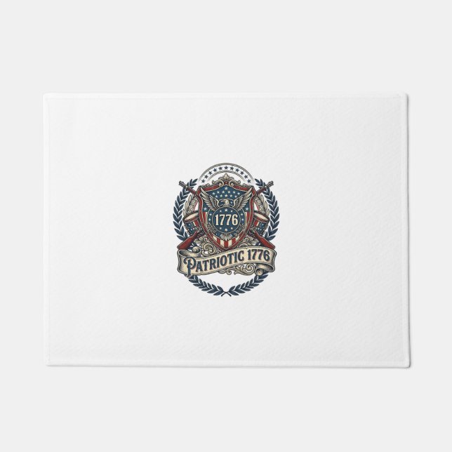 Patriotic Battle Shield 1776 Military Inspired Sym Doormat (Front)