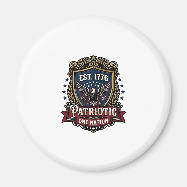 Patriotic Battle Shield 1776 Military Inspired Sym Magnet (Front)