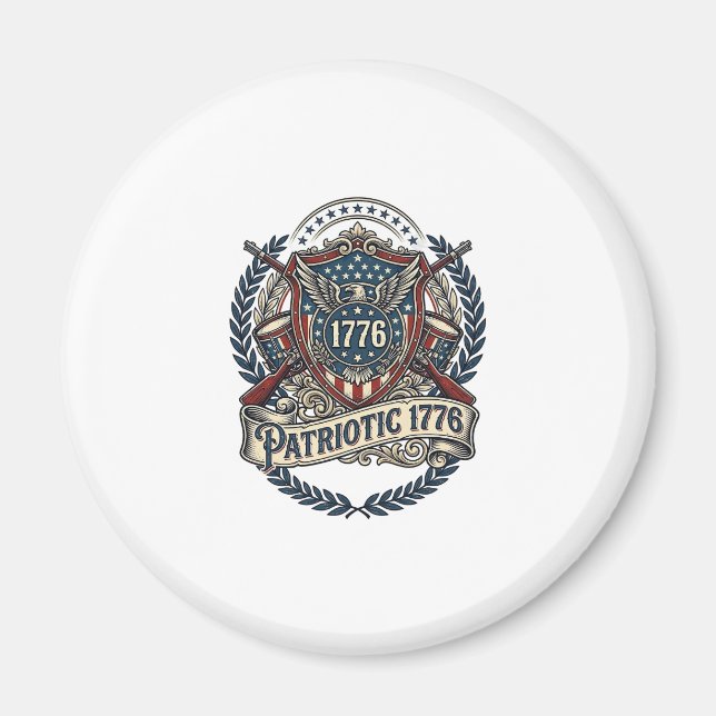 Patriotic Battle Shield 1776 Military Inspired Sym Magnet (Front)
