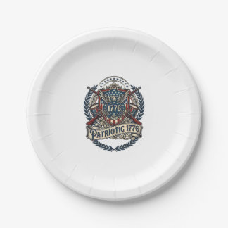Patriotic Battle Shield 1776 Military Inspired Sym Paper Plates