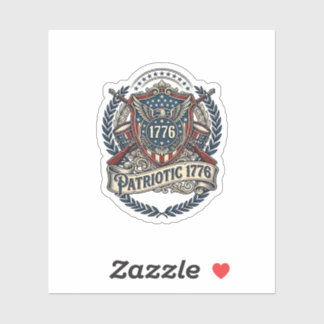 Patriotic Battle Shield 1776 Military Inspired Sym Sticker
