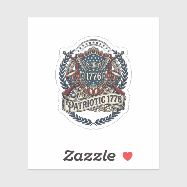 Patriotic Battle Shield 1776 Military Inspired Sym Sticker (Sheet)