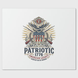 Patriotic Battle Shield 1776 Military Inspired Sym Wrapping Paper