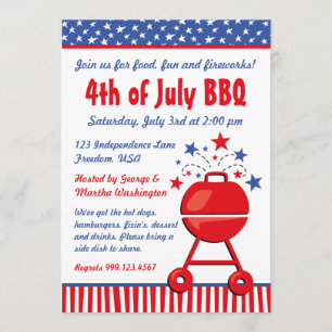 Patriotic BBQ Custom Invitation