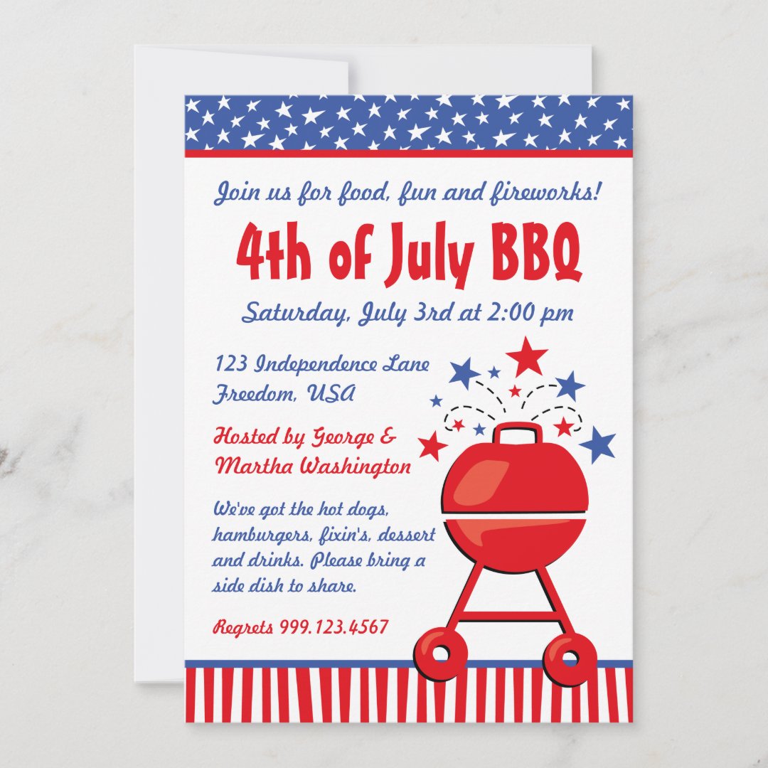 Patriotic BBQ Custom Invitation | Zazzle