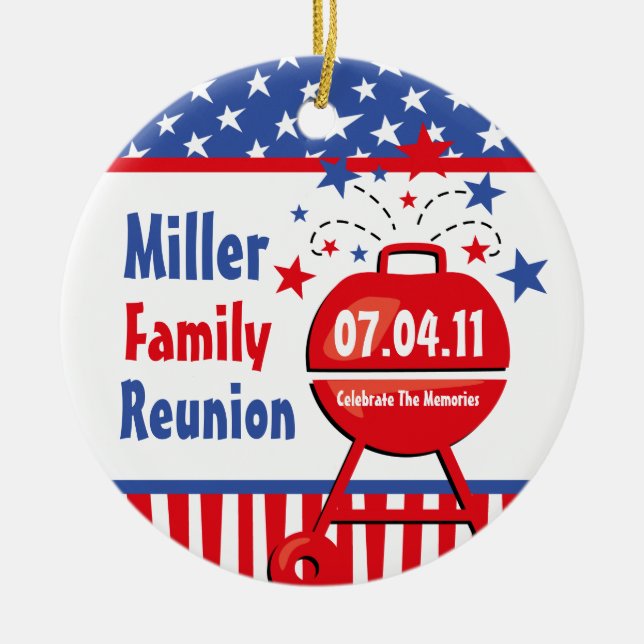 Patriotic BBQ Personalized Ornament (Front)