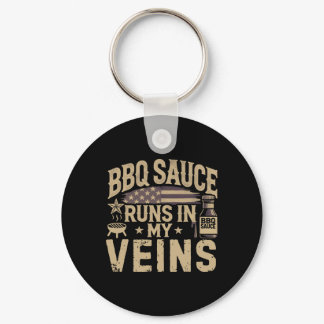Patriotic Bbq Smoker Meat Smoking Usa Grilling Byr Keychain