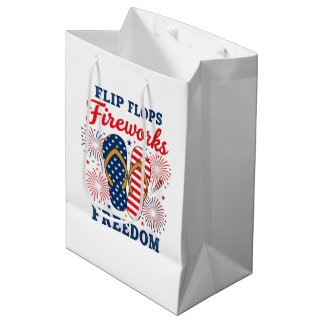 Patriotic beach July 4th party flip flop Medium Gift Bag