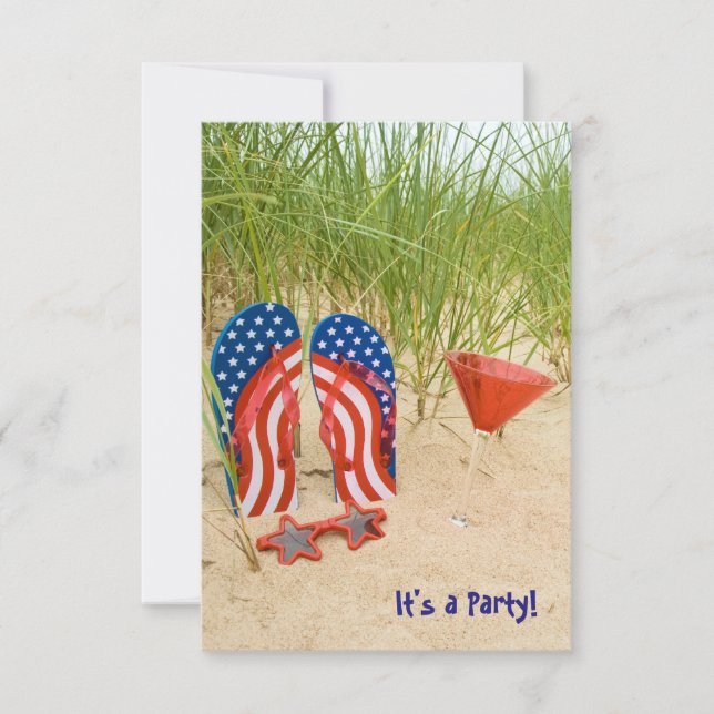 Patriotic Beach Party Invitation (Front)