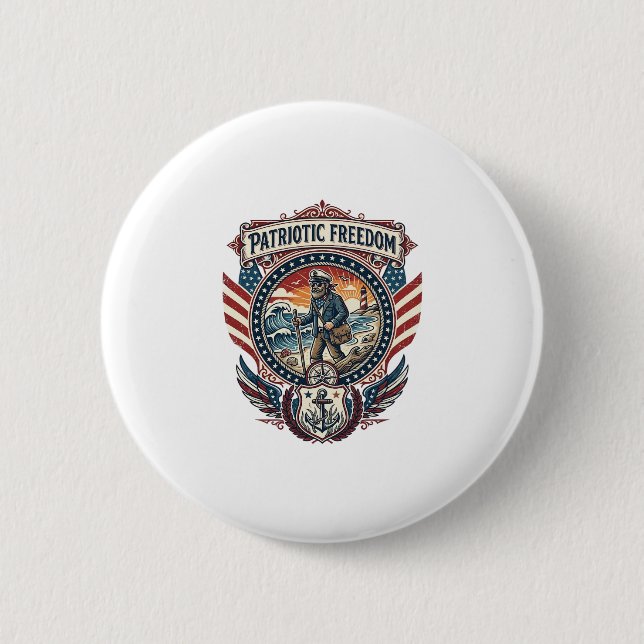 Patriotic Beachcomber Vector Graphic Tee_1 Button (Front)