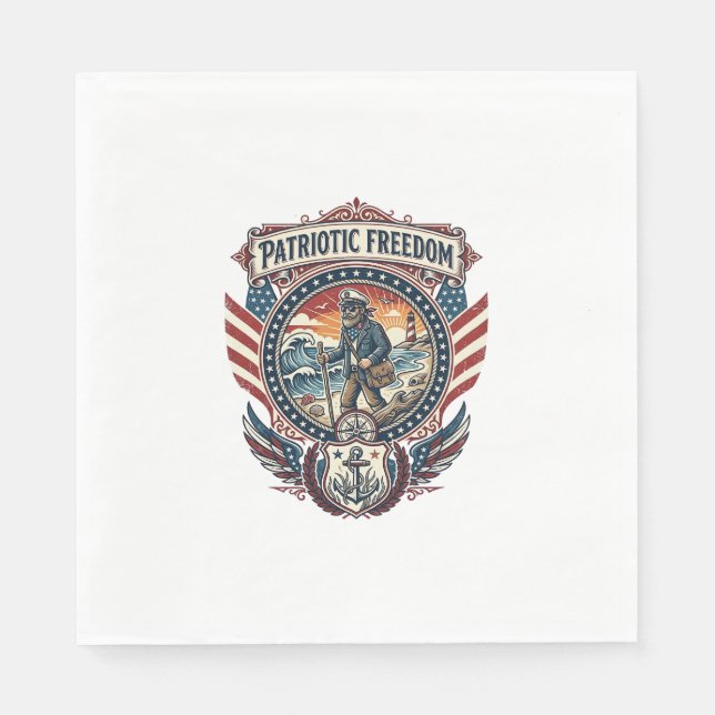 Patriotic Beachcomber Vector Graphic Tee_1 Napkins (Front)